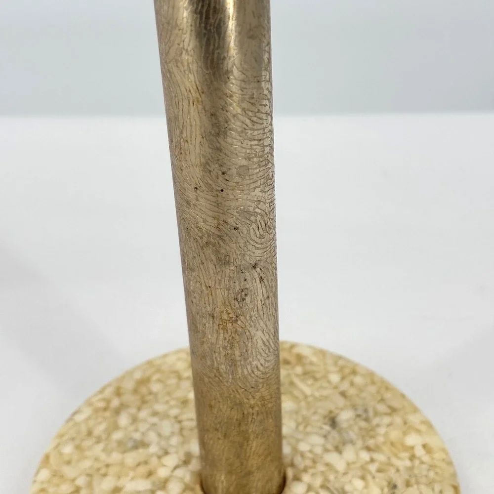 Vintage Mid Century Modern Rotating 4 Arm Jewelry Stand Gold Shell Resin Base
